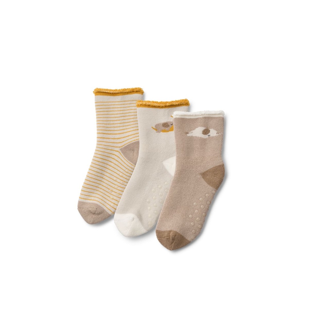 Chaussettes pour bébé Eloy Elephant Crème de la crème 3 unités - Liewood ★