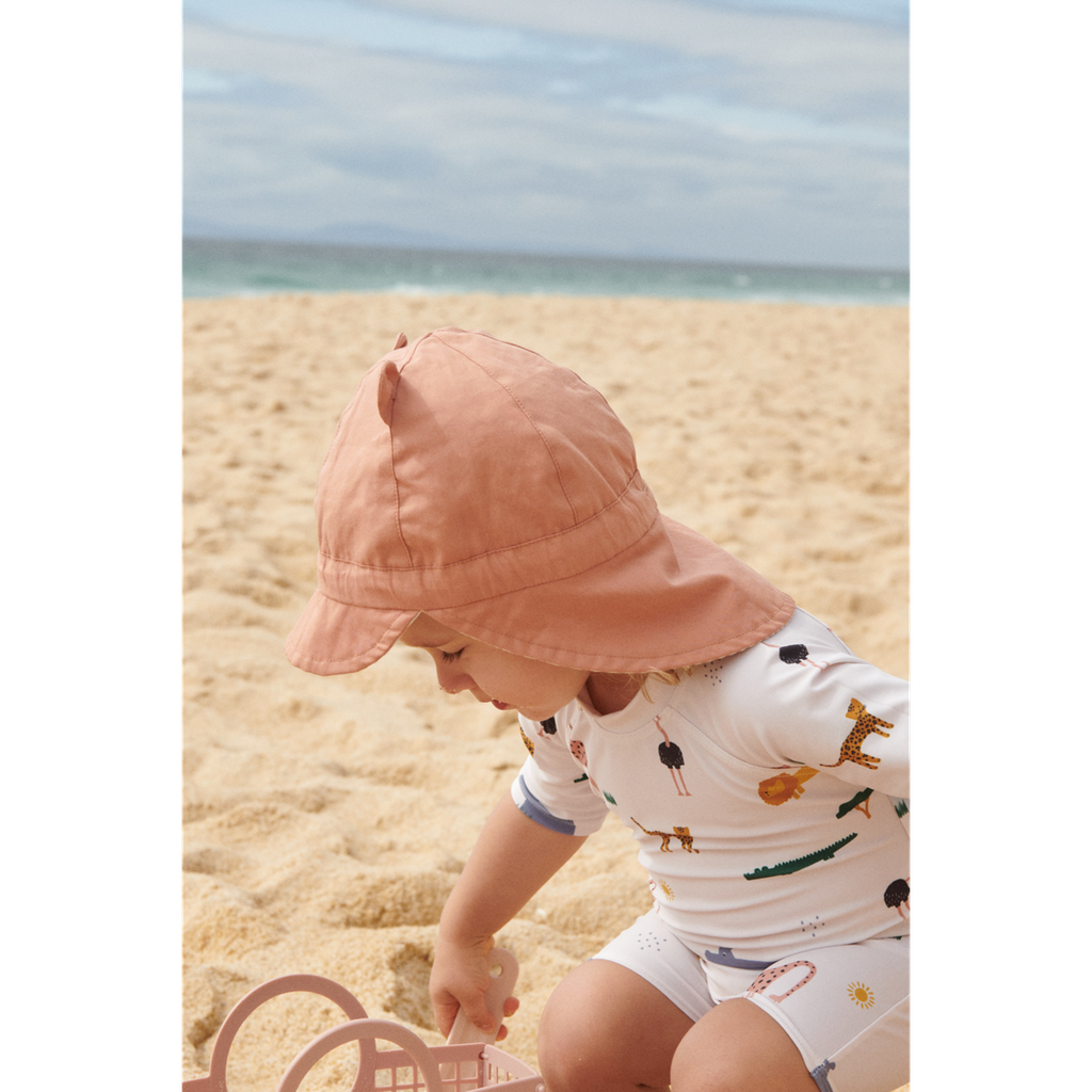 Chapeau réversible avec oreilles Gorm Sweethearts Pale Tuscany - Liewood ★