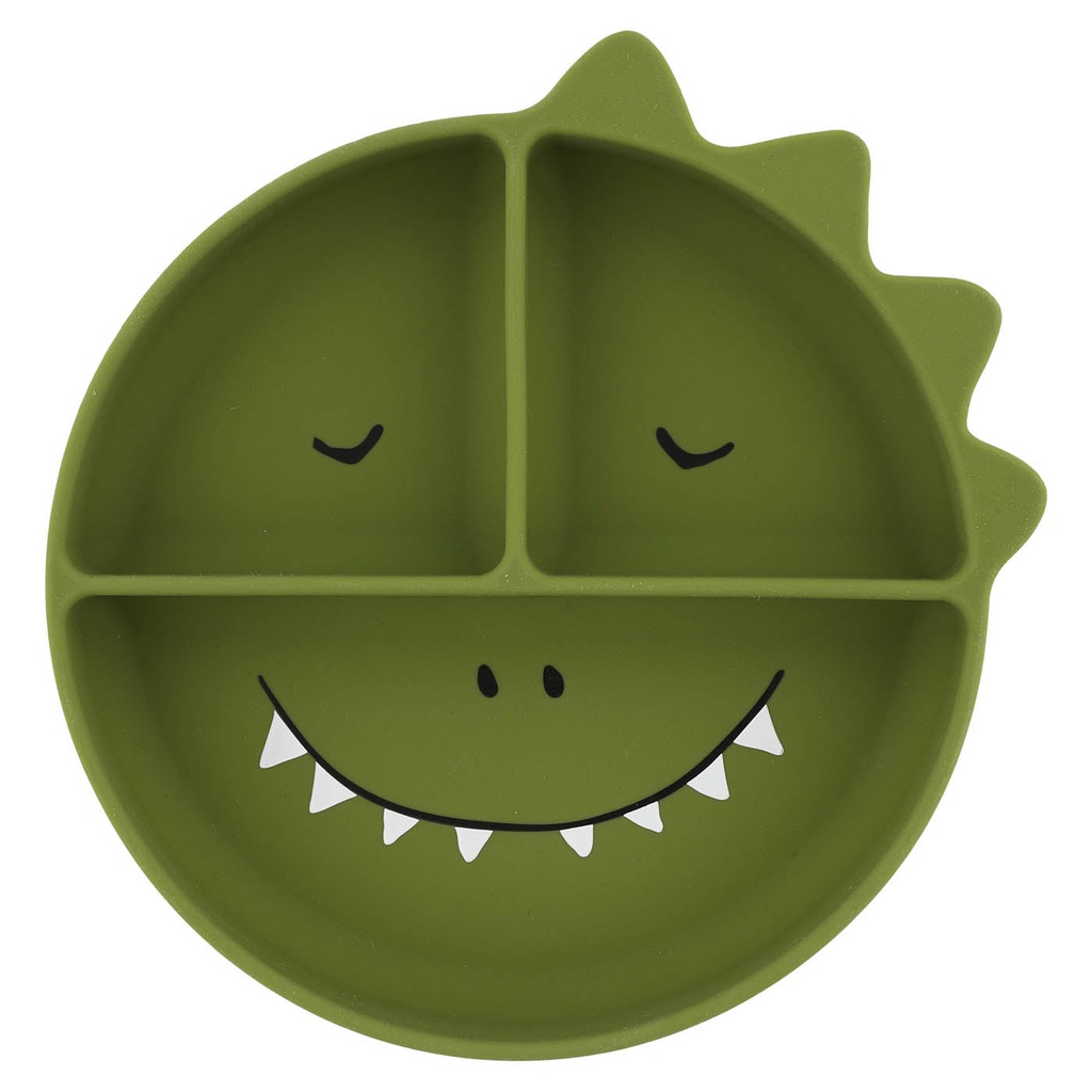 Assiette à compartiments et ventouse en silicone M. Dino - Trixie ★