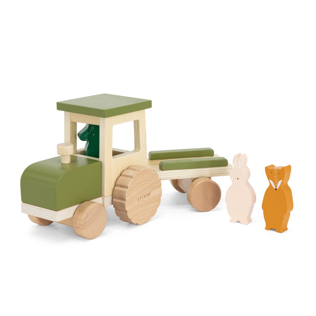 Tracteur en bois avec remorque - Trixie ★