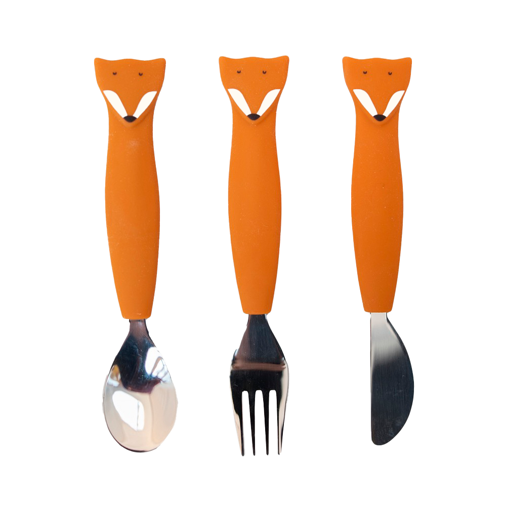 Couverts 3 pièces en silicone Mr. Fox - Trixie ★
