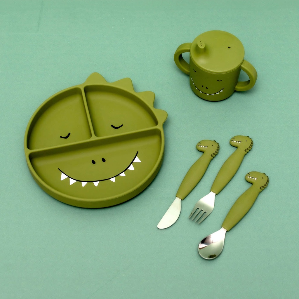 Couverts 3 pièces en silicone Mr. Dino - Trixie ★