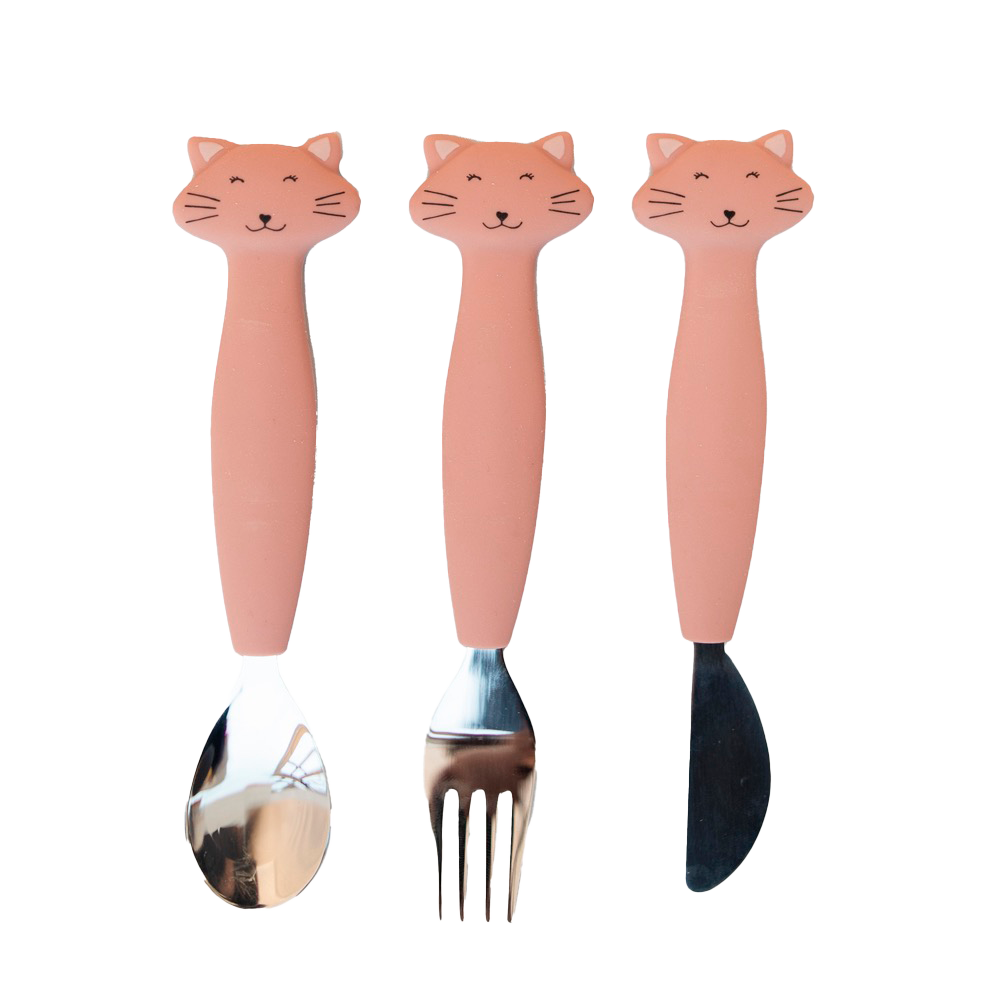 Couverts 3 pièces en silicone Mrs. Cat - Trixie ★