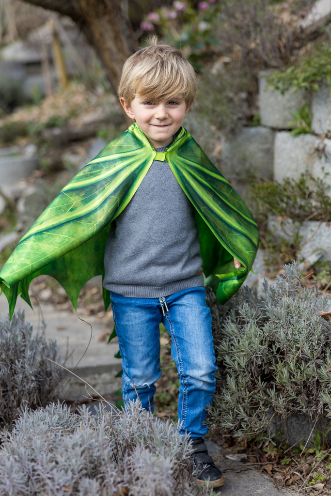Ailes de dragon vertes en tissu avec masque - Great Pretenders ★