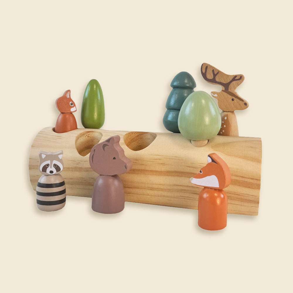 Jeu en bois Animaux de la Forêt sur une bûche - Egmont Toys ★