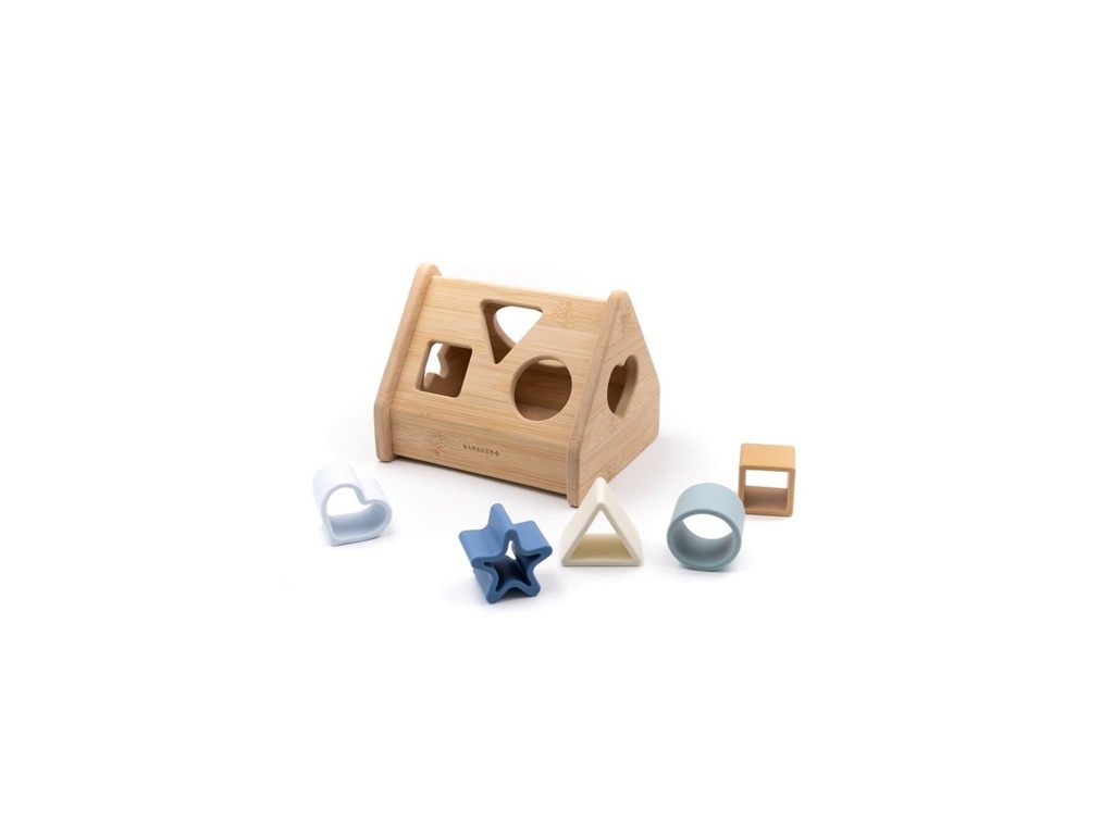 Maison de jeu en bois et formes en silicone Bleu - Bamboom