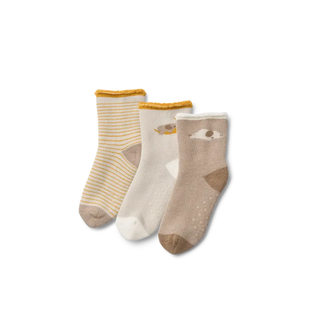 [LW20015-2506-17/18] Baby Socks Eloy Elephant Crème de la crème 3-pack - Liewood (17/18)