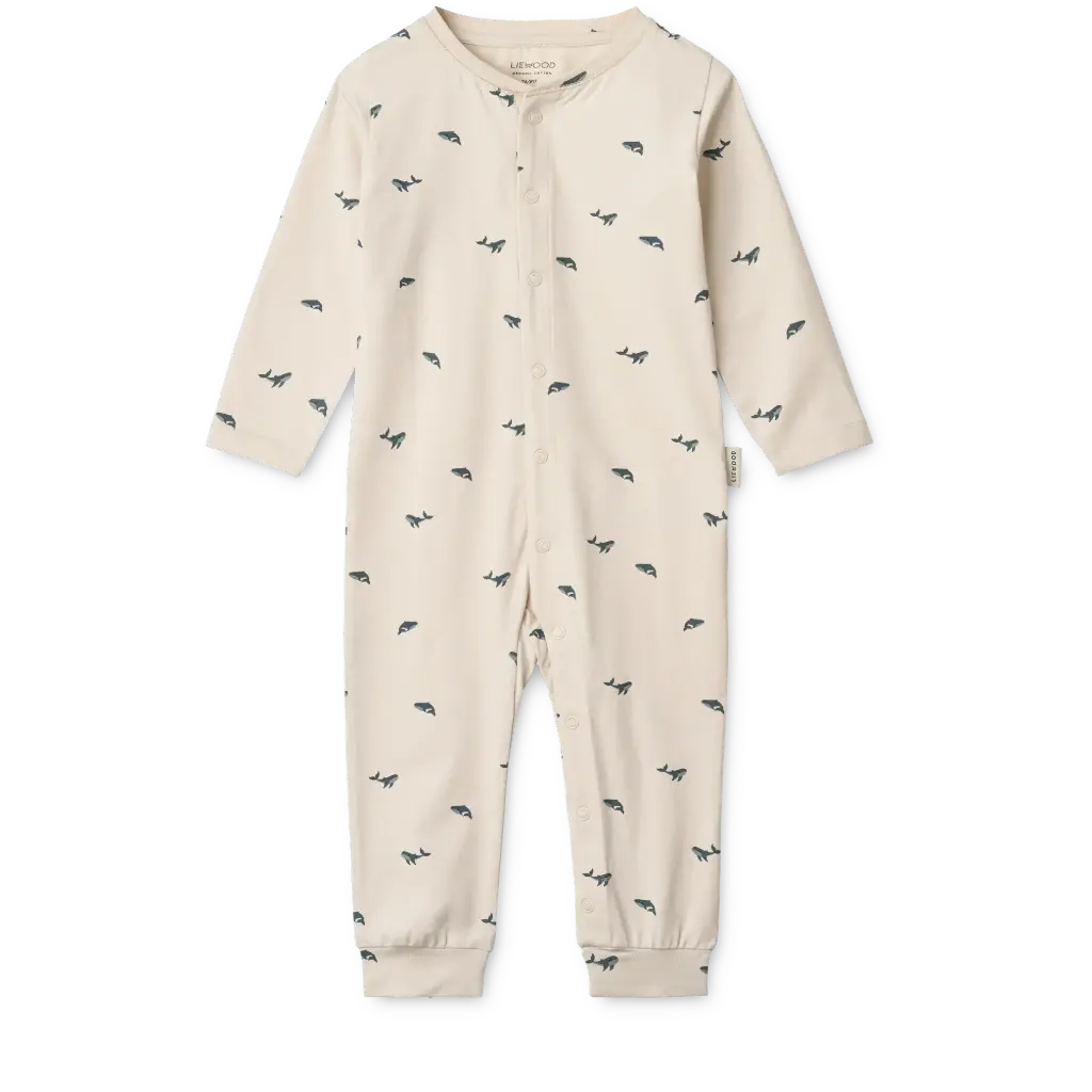 [LW20360-2507-62/68] Printed Baby Pajamas Birk Mini whale Sandy - Liewood (62/68)