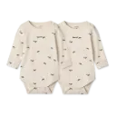 Yanni Grow Printed LS Bodystocking 2-Pack - Mini whale / Sandy