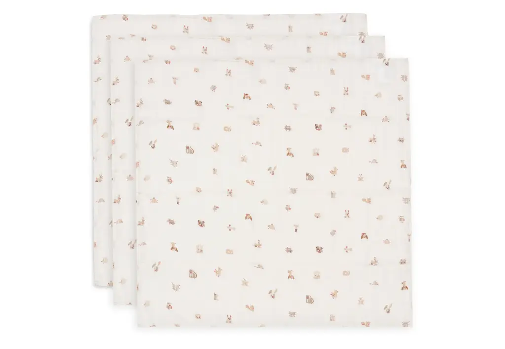 Hydrofiele Doek Small 70x70 cm Animal Friends 3 stuks - Jollein