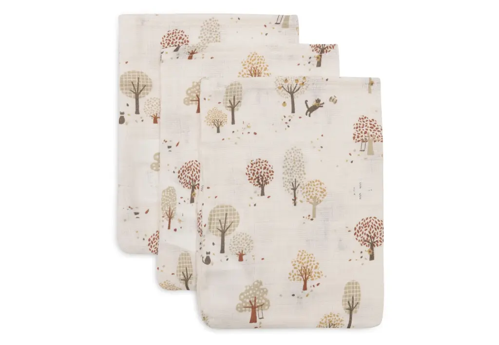 Cotton Muslin Washcloth Tiny Park 3-pack - Jollein