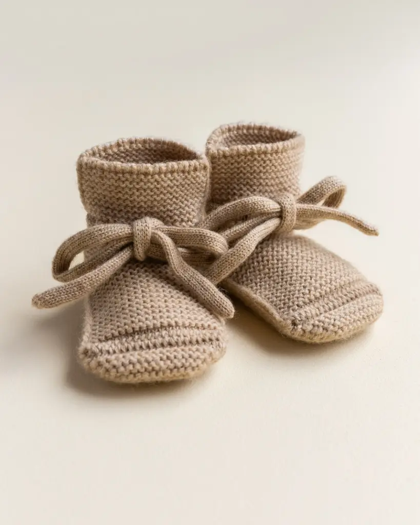 Chaussons en laine mérinos Sand - Hvid (0-9 mois)