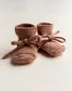Slofjes in Merinowol Terracotta - Hvid