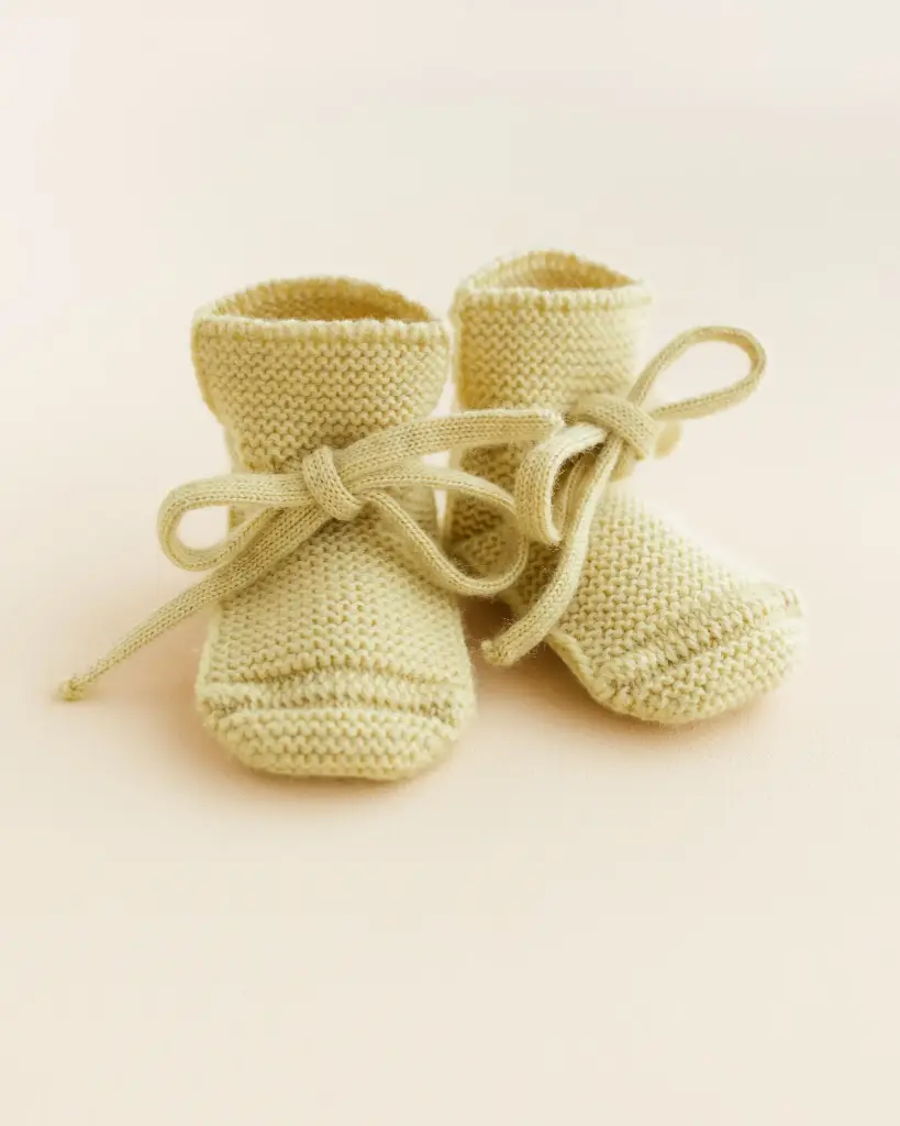Merino Wool Slippers Light Yellow - Hvid (0-9 months)