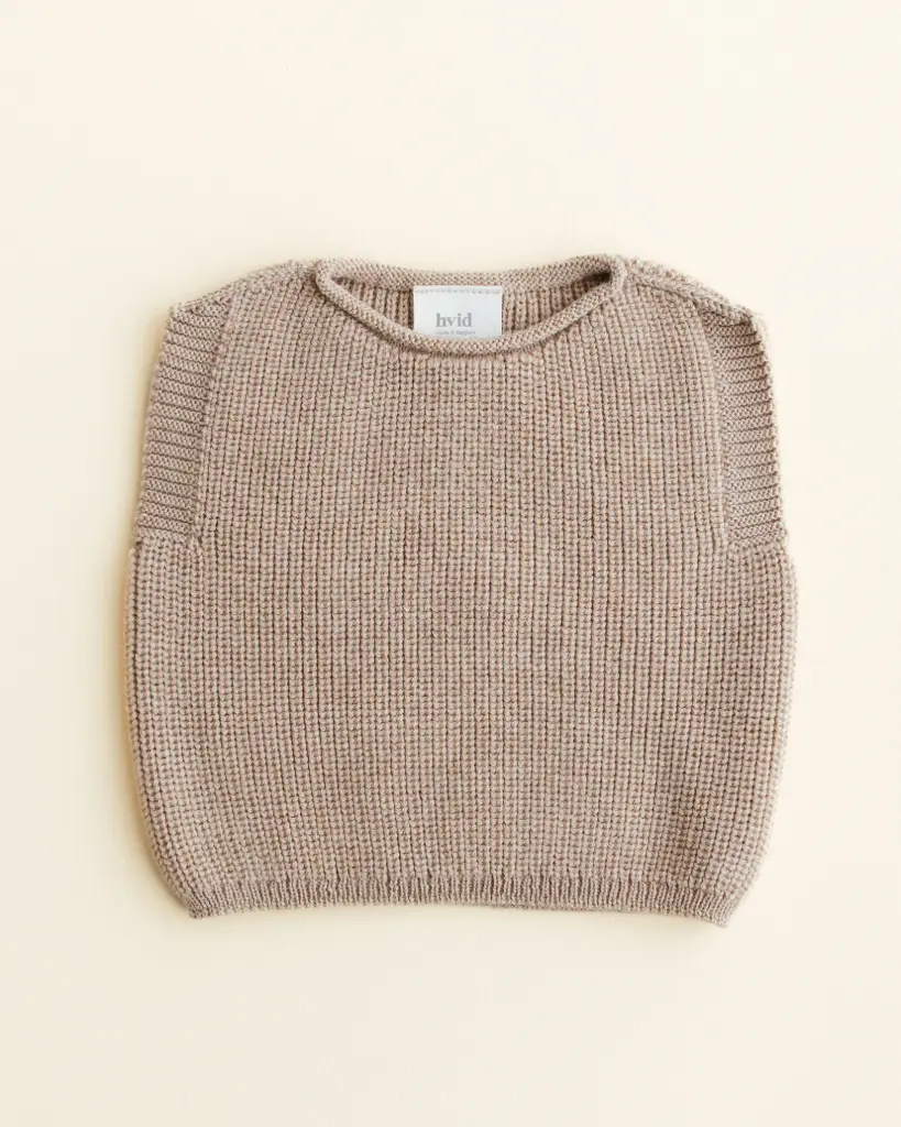 Cardigan sans manches Harvey en laine mérinos Sand - Hvid (0-6 mois)