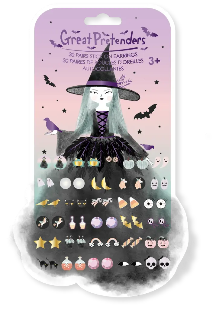 Set de 30 paires de boucles d'oreilles autocollantes Natasha la Sorcière - Great Pretenders