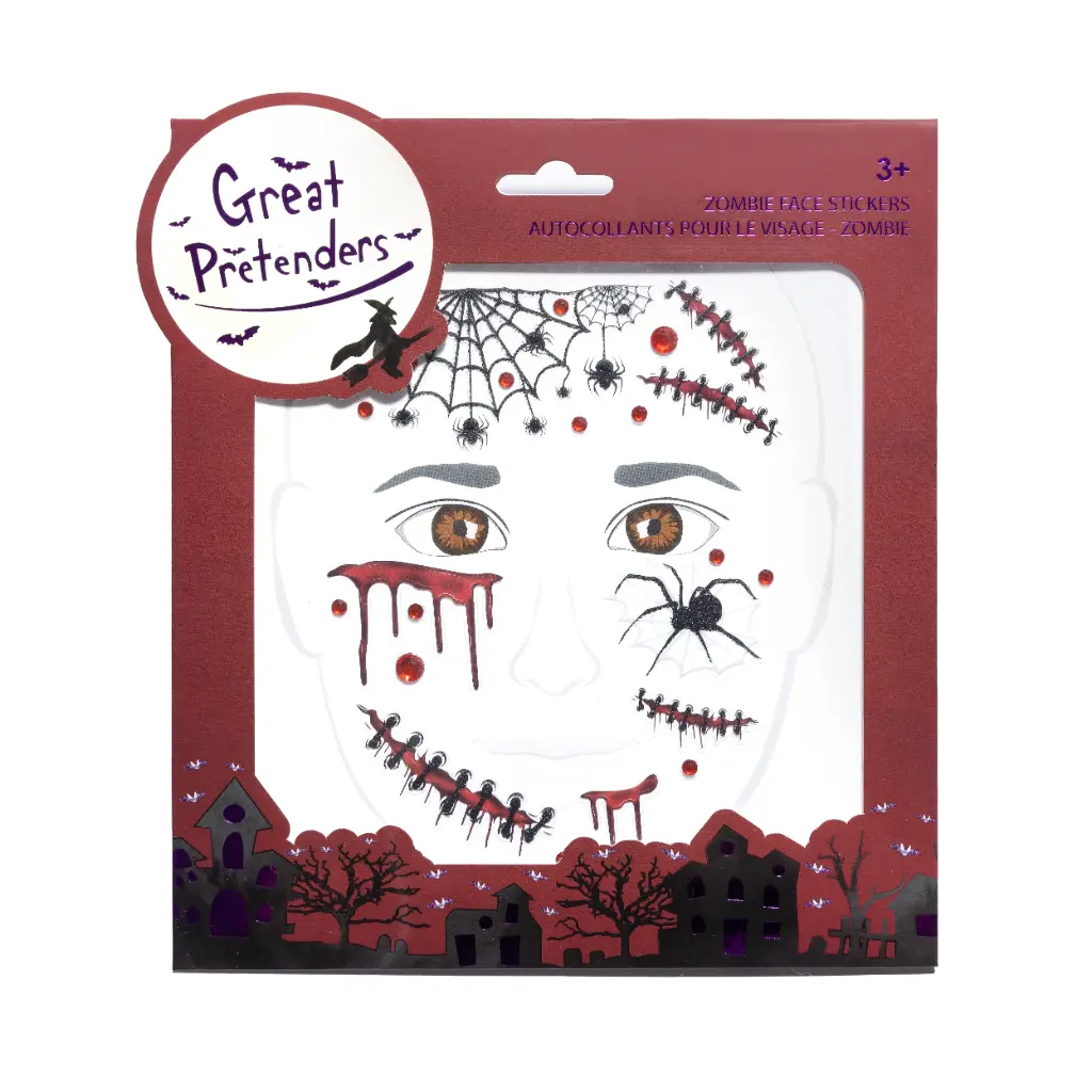 Autocollants pour le visage Thème zombie - Great Pretenders