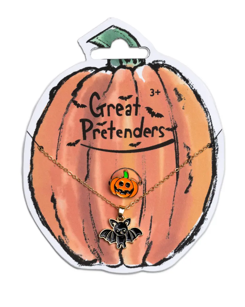 Bat Necklace with Pumpkin Ring - Great Pretenders