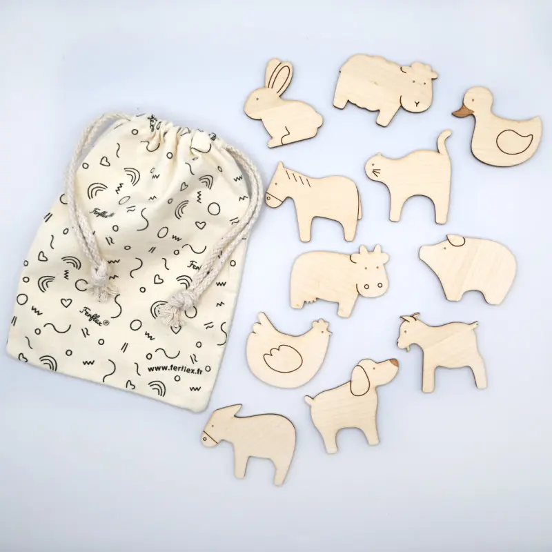 Les animaux de la ferme 11 magnets en bois - Ferflex