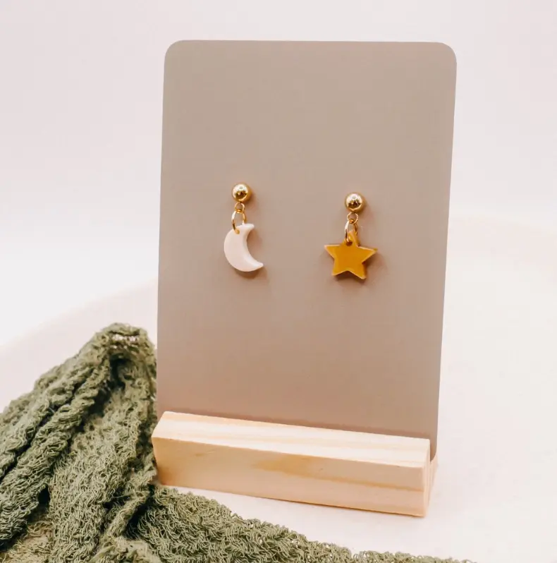 Moon Star Earrings in Stainless Steel and Acrylic - Tilda & Theo