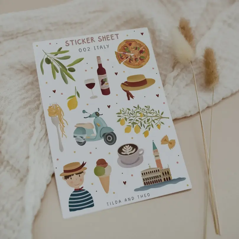 Feuille d'autocollants Italie - Tilda & Theo