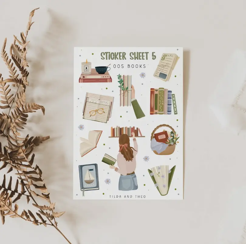 Feuille d'autocollants Livres - Tilda & Theo