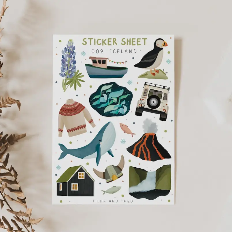 Feuille d'autocollants Iceland - Tilda & Theo