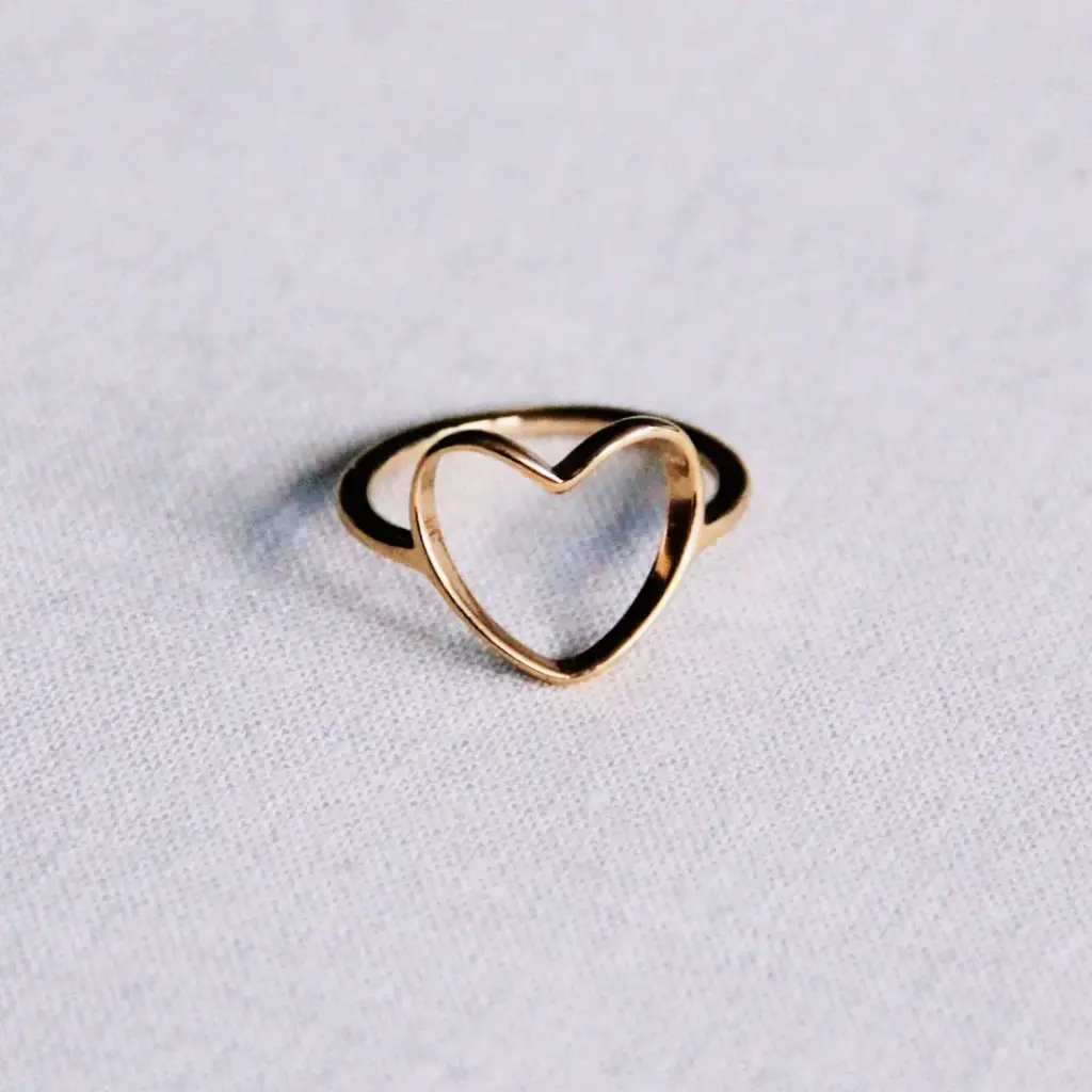 Steel Ring with Open Heart Gold - Bazou