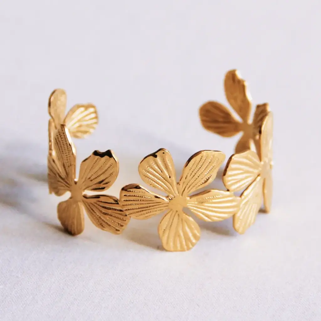 Bracelet XL à fleurs doré - Bazou