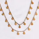 Long collier double à pièces dorées - Bazou
