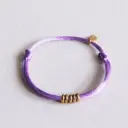 Bracelet en satin avec anneaux lilas or - Bazou