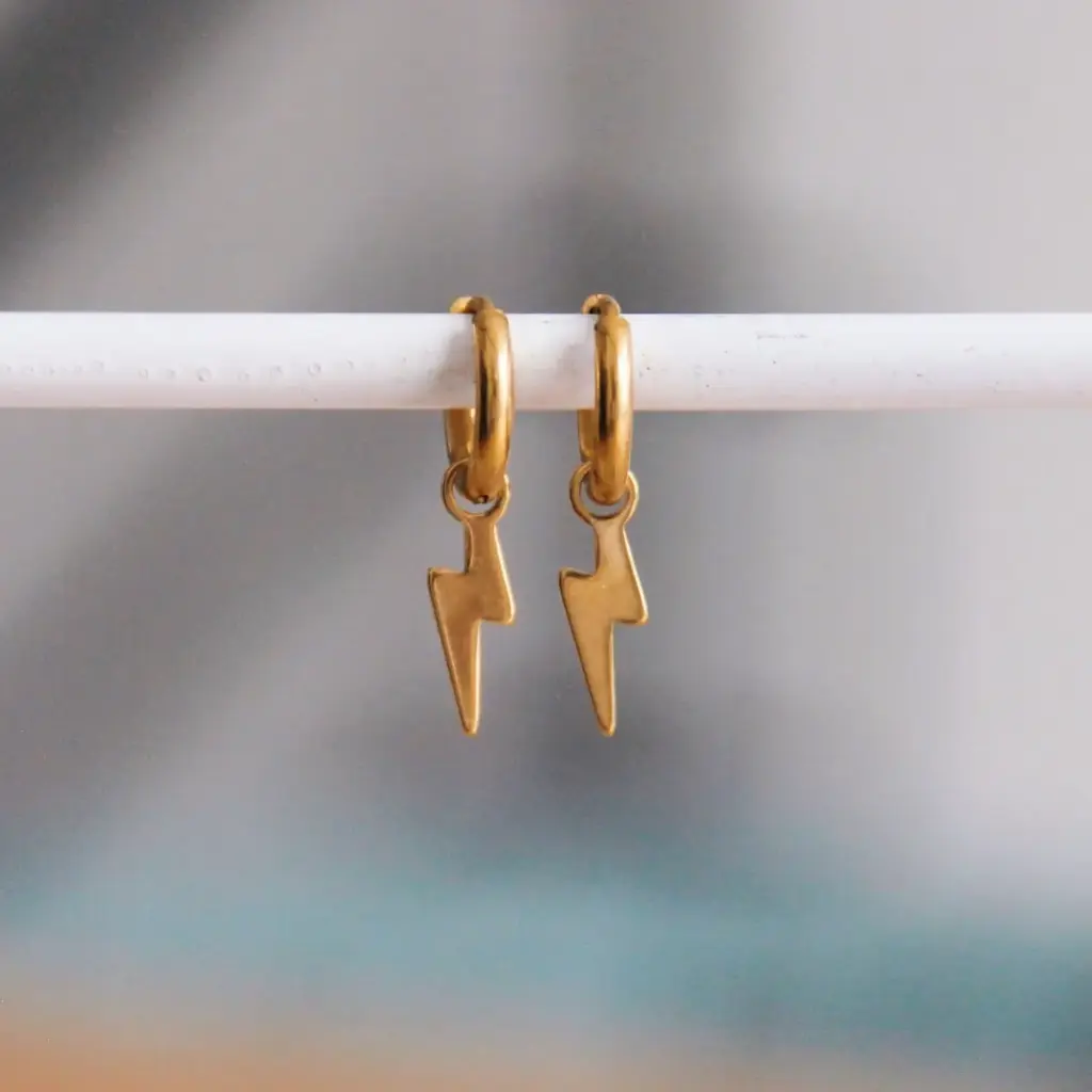 Boucles d'oreilles en acier inoxydable avec éclairs Doré - Bazou