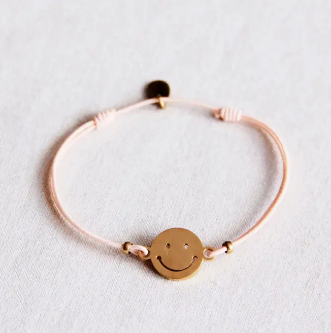 Elastic Bracelet with Smiley Peach Gold - Bazou