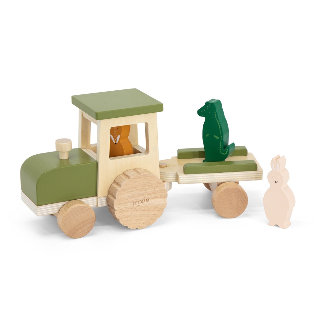 Tracteur en bois avec remorque - Trixie