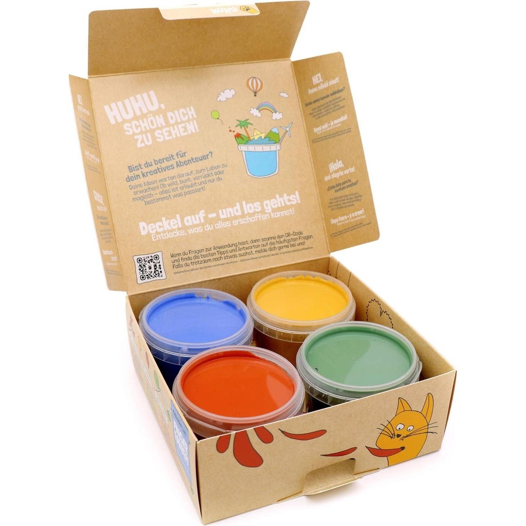 Peinture aux doigts Aki Assortiment de 4 couleurs (bleu, jaune, rouge et vert) - Neogrün