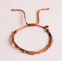 Quadruple Satin Bracelet with Beads Cognac - Bazou