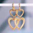 Stainless Steel Earrings with Shiny Cords, Facet and Heart - Bazou
