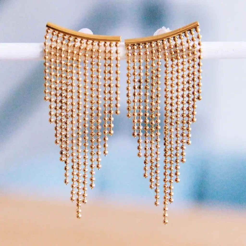 Cascade 'Ballchain' Stainless Steel Earrings - Bazou