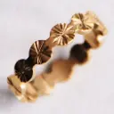 Bague en acier inoxydable avec motif fantaisieélastique avec pierre naturelle noir - Bazou