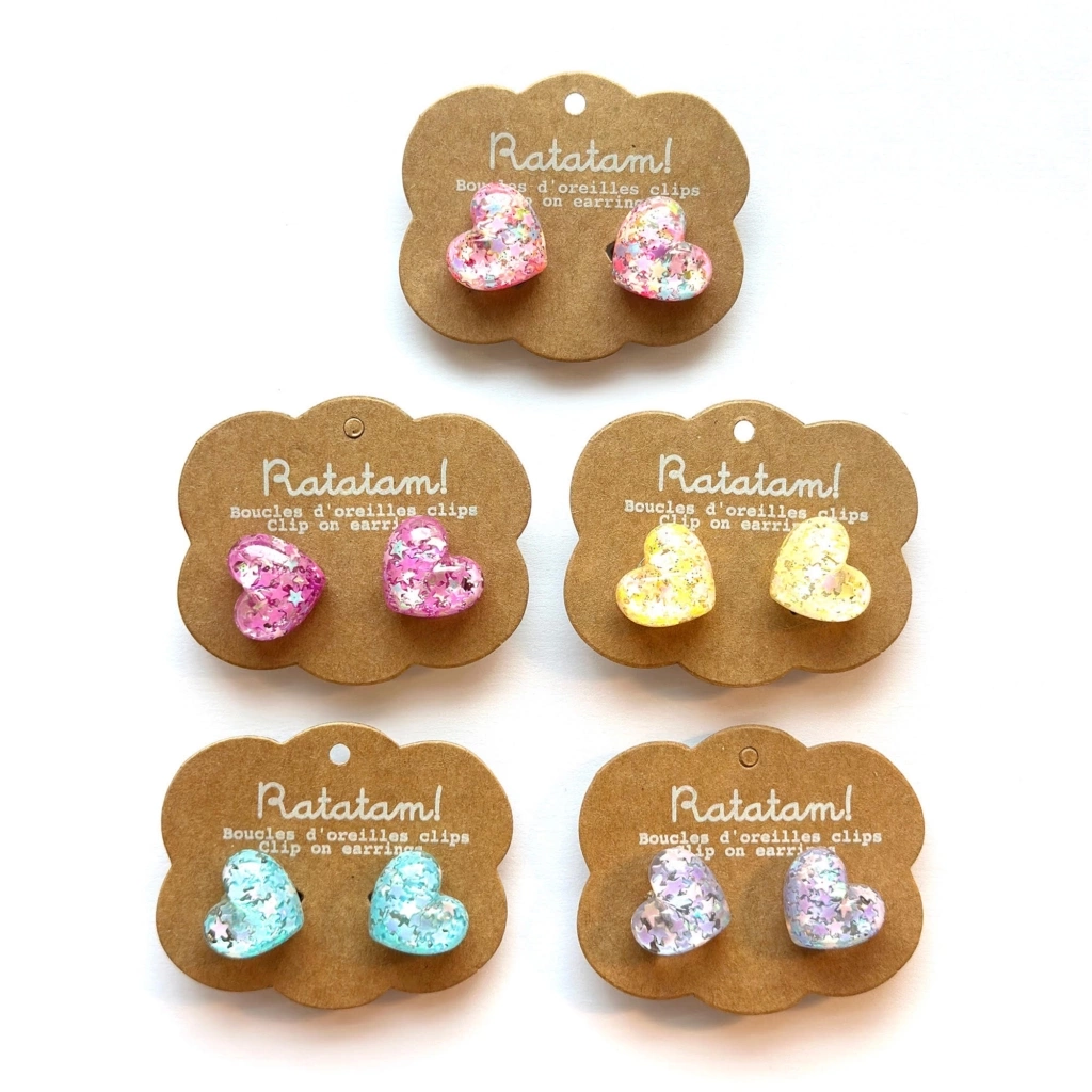 Boucles d'oreilles à clipser Coeurs - Ratatam (Bleu)