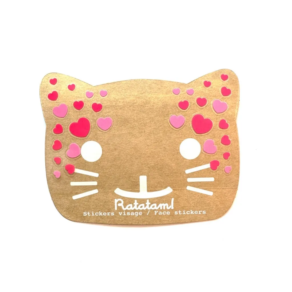 Stickers de visage Coeurs Rouge & Rose  - Ratatam