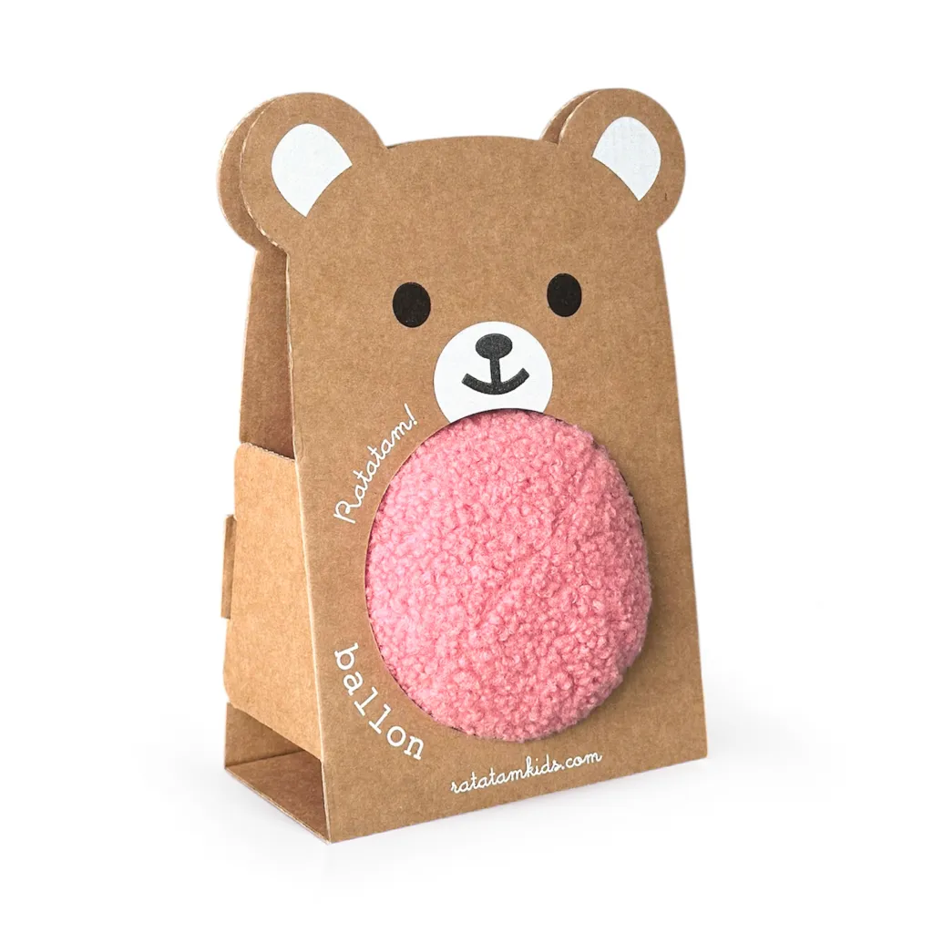 Balle ourson peluche bébé Rose 12 cm - Ratatam