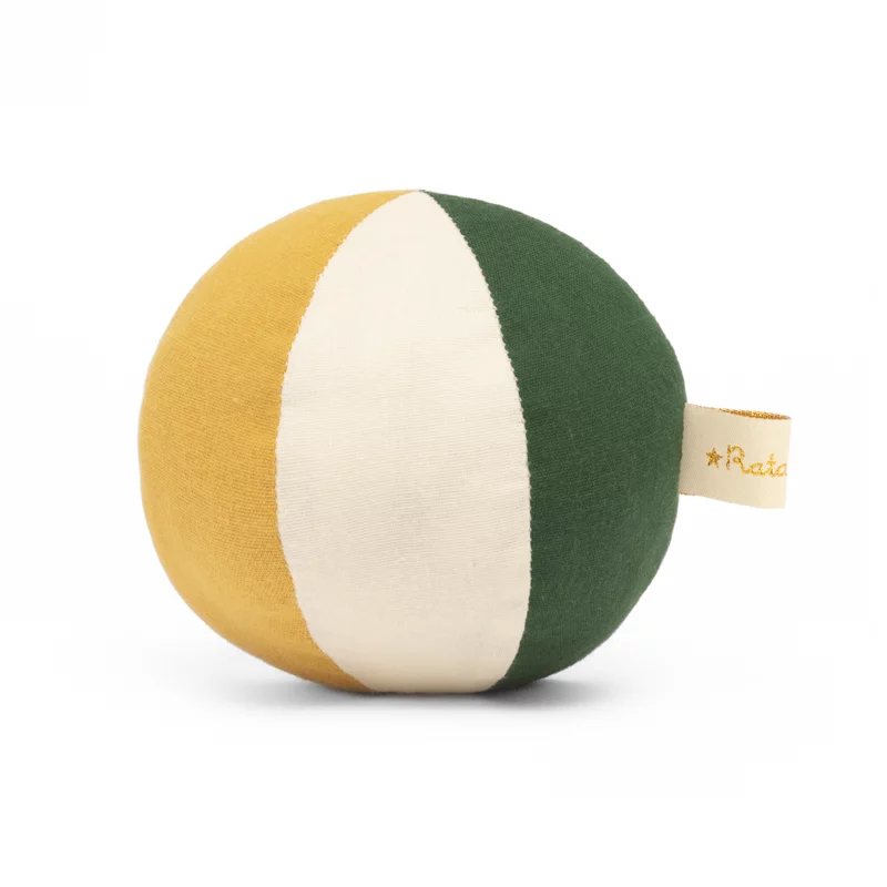 Balle tissu bébé Moutarde 10 cm - Ratatam