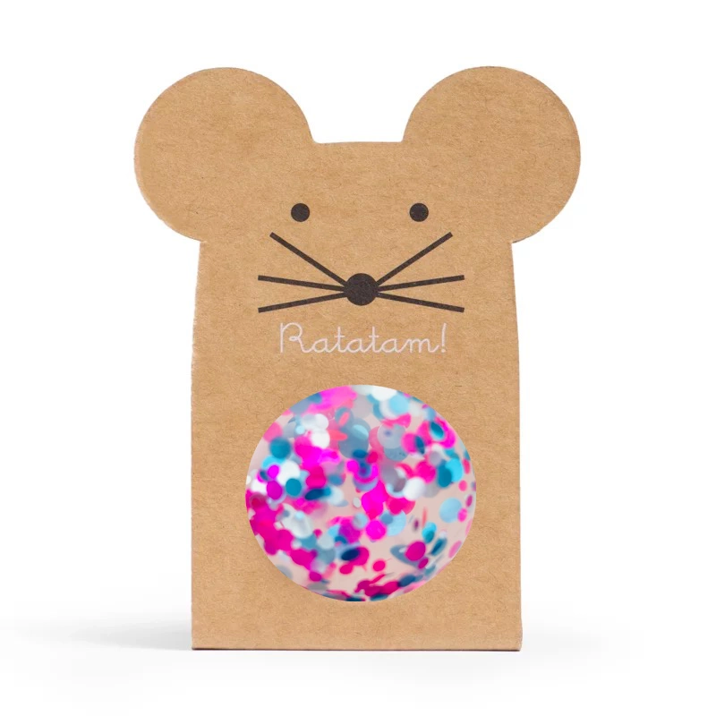 Balle rebondissante Souris Multico Bleu 43 mm - Ratatam