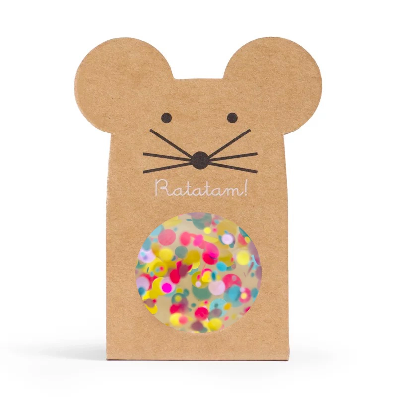 Balle rebondissante Souris Multico Orange 43 mm - Ratatam