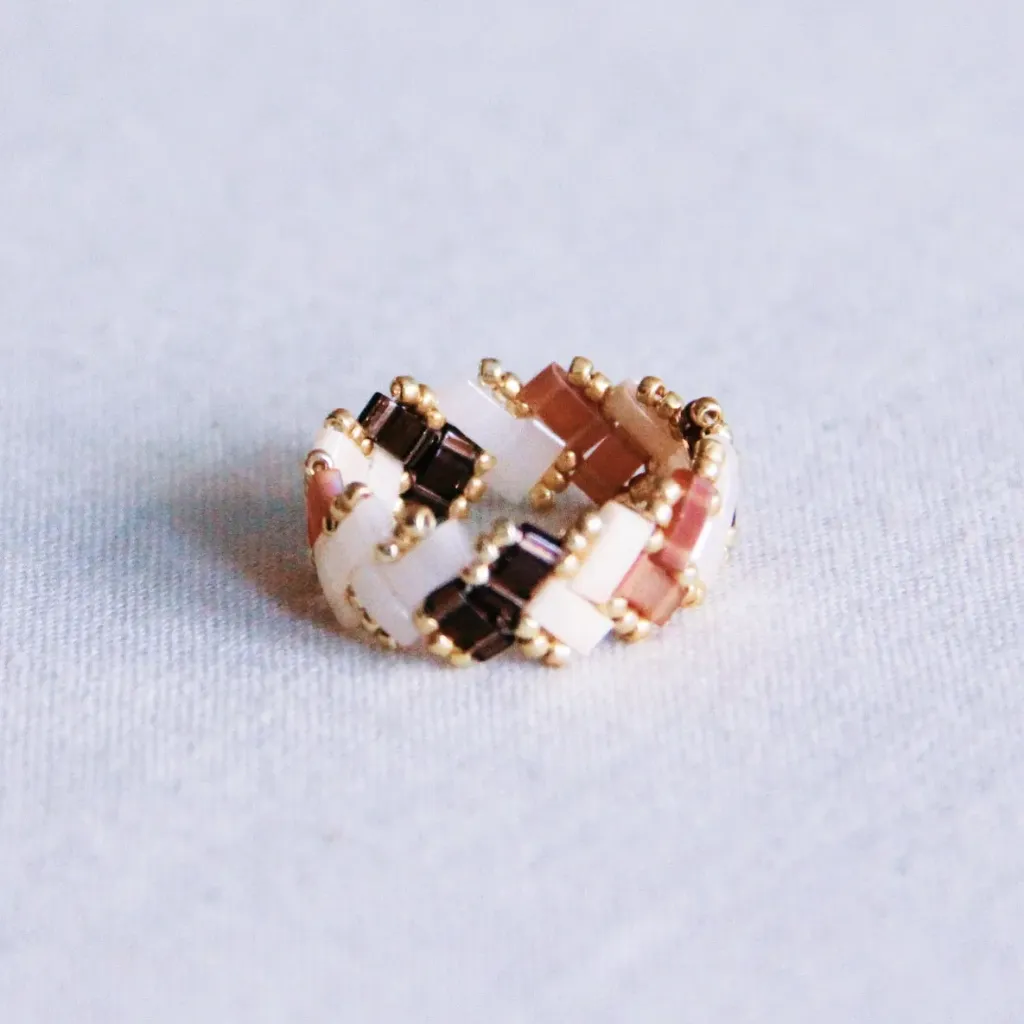 Bague en perles Tilabead nuances nude- Bazou