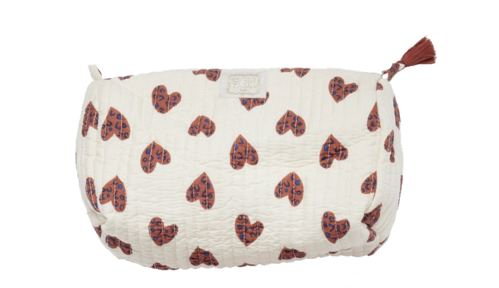 Petite trousse de toilette Indi Coeur Sauvage Ecru Rosée - Bonheur du Jour