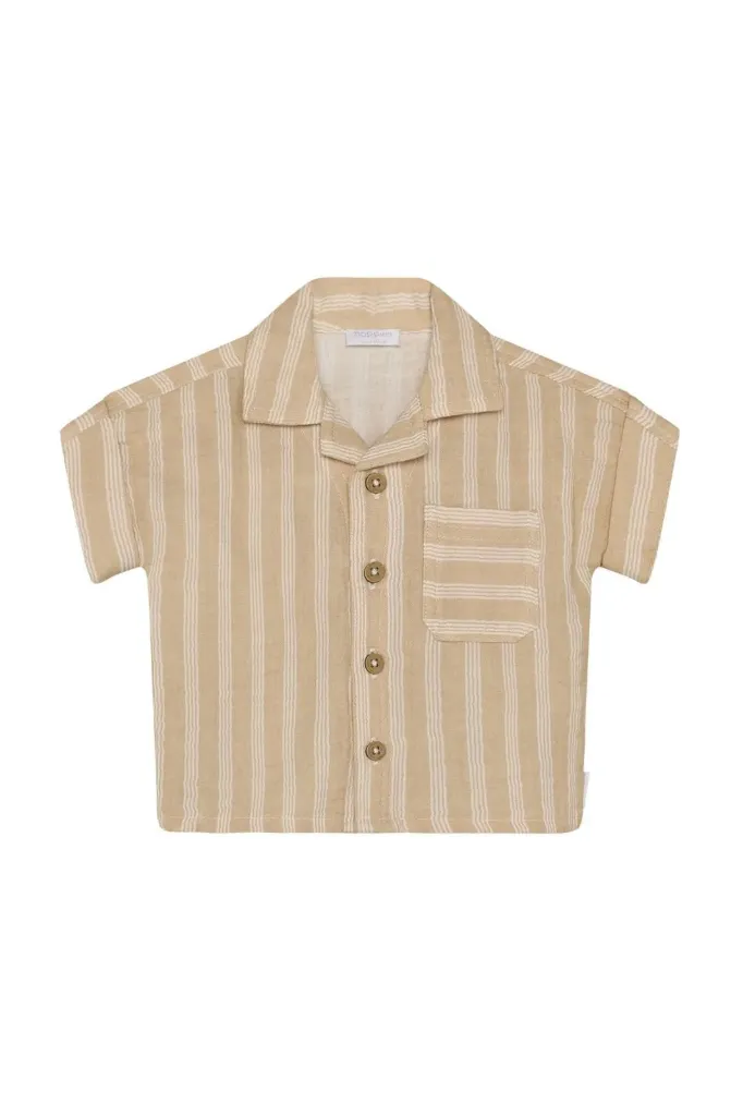Short Sleeve Shirt Irish Cream Stripe - Noppies (68)