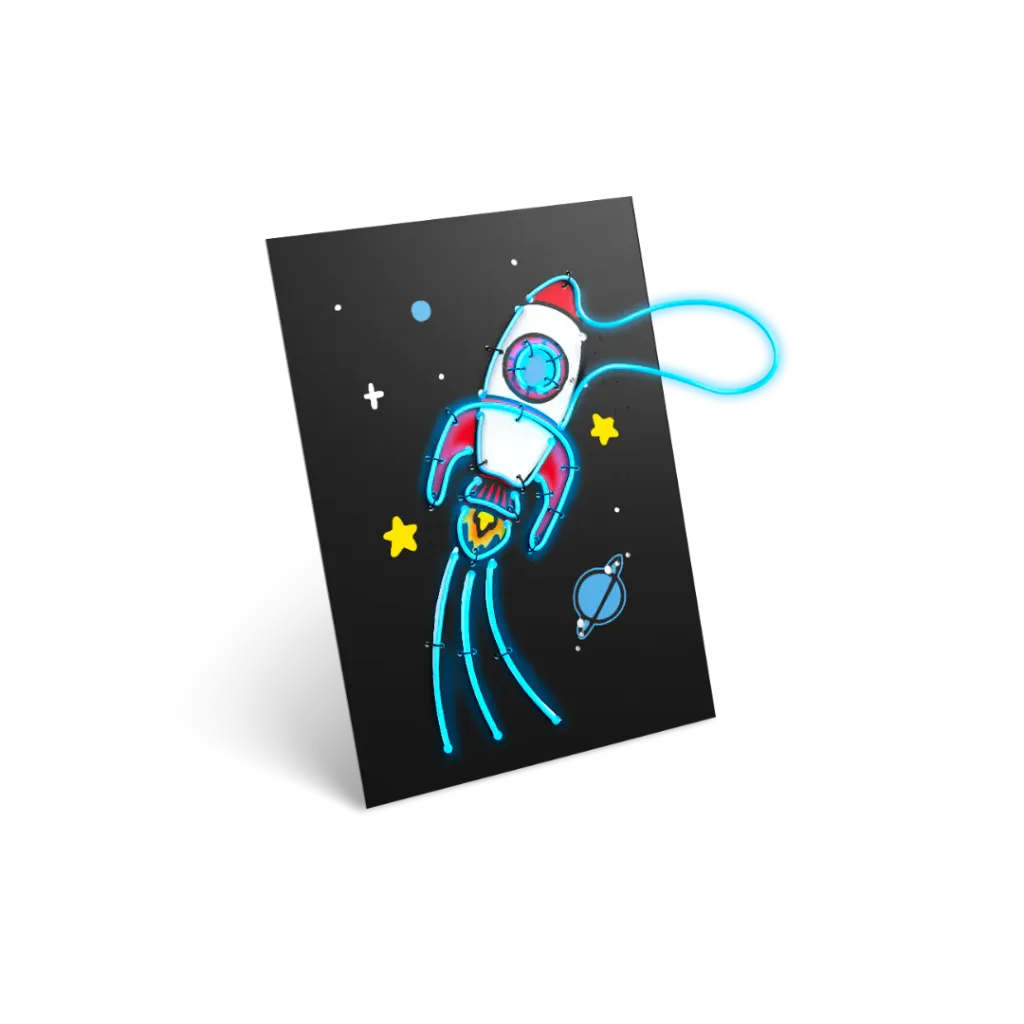 [LISTEANNIVERSAIREJEAN11] Kit pour décoration murale lumineuse Fusée - Liste d'anniversaire de Jean