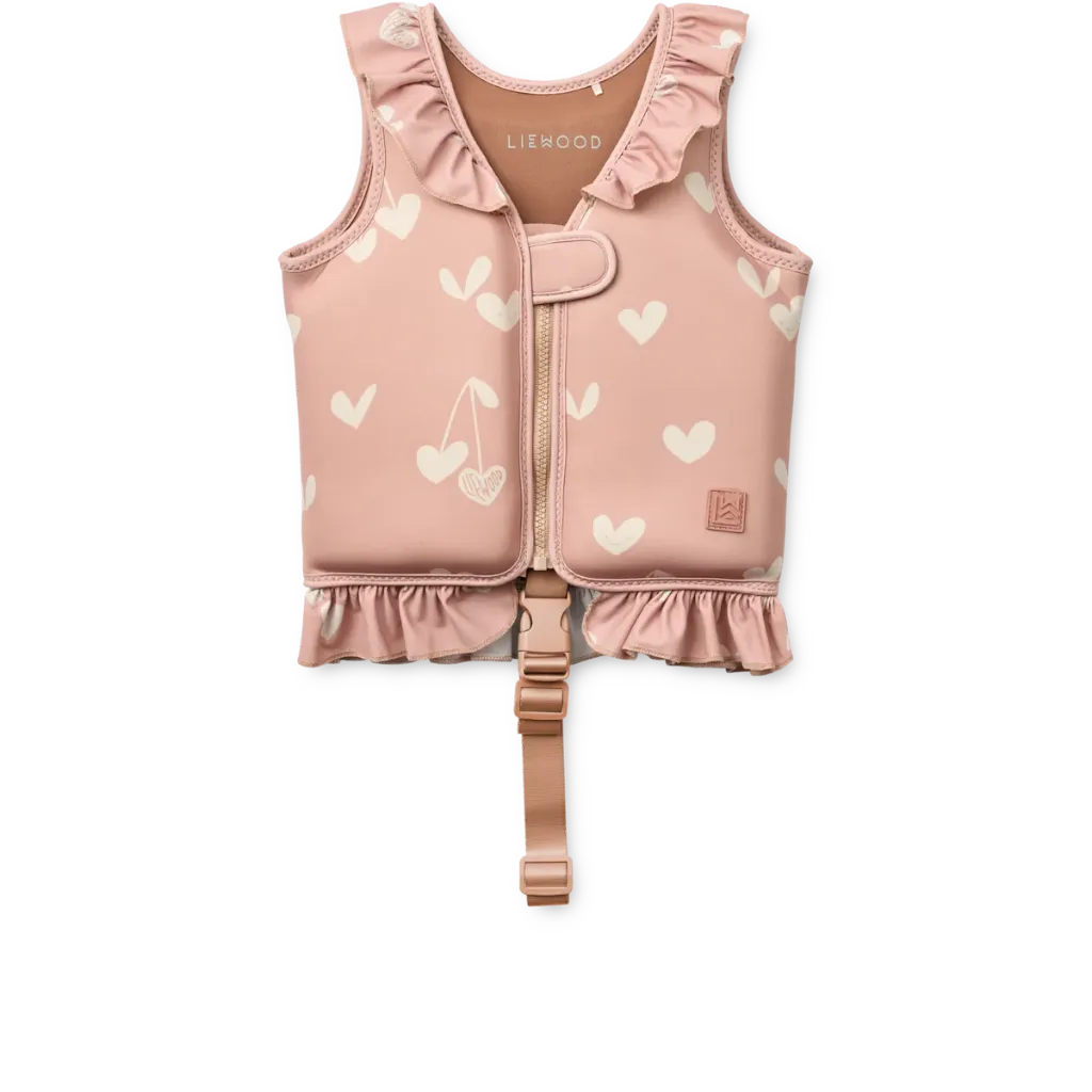Swim Vest Dove with Ruffles Sweethearts Pale tuscany - Liewood